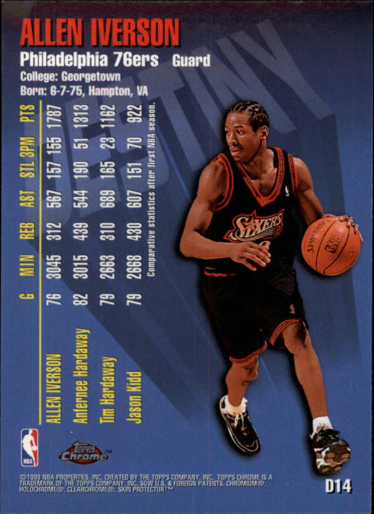 1997-98 Topps Chrome Destiny #D14 Allen Iverson | eBay