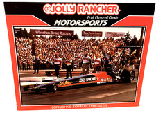 1990 LORI JOHNS JOLLY RANCHER FRUIT FLAVORED CANDY NHRA TOP FUEL DRAGST POSTCARD