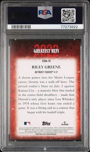 2023 Topps #22GH-10 Riley Greene RC PSA 9 2022 Greatest Hits Tigers Rookie - Picture 2 of 2