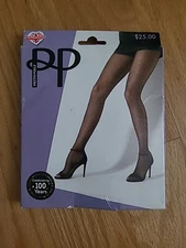 Pretty Polly Lurex Silver Sparkle Pin Spot Patterned Tights Black One Size 