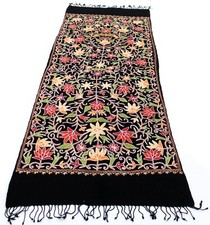Kashmir Embroidered Flowers ,100 Pure Wool 28"X80" Traditional Ari Embroidery