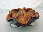 Vintage Murano Style Brown/Gold Art Glass Candy Dish/Bowl