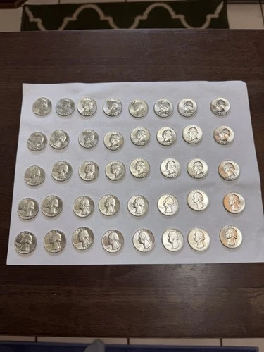 1964  (PHILADELPHIA MINT) WASHINGTON SILVER QUARTERS 40 COIN ROLL