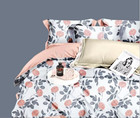 Monet Rose Pink Gray 100% Cotton Reversible Duvet Cover Set Queen/Full Romantic