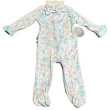 Milkberry Bamboo Shells Flowers Sleeper Ruffles 2 Way Zipper New Girl Baby 6-9M
