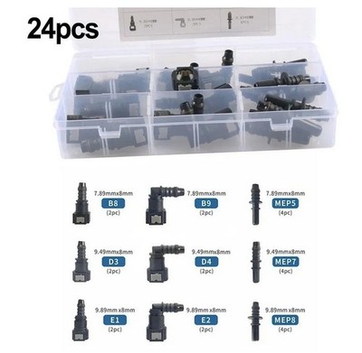 24PCS Push Type Fuel Connector Kit Nylon PA12 6mm 8mm for Automotive Fuel Lines