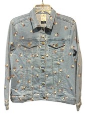 Disney Minnie Mouse All Over Print Denim Jean Jacket Women  s M