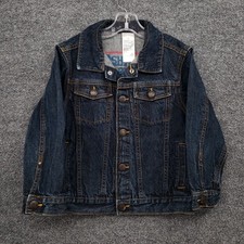 OshKosh B'Gosh Jacket Boys 5 Youth Blue Denim Trucker Dark Wash Button Front