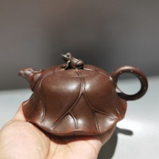 Chinese Yixing Zisha Clay Handmade Exquisite Frog and Lotus Leaf Teapot 20516