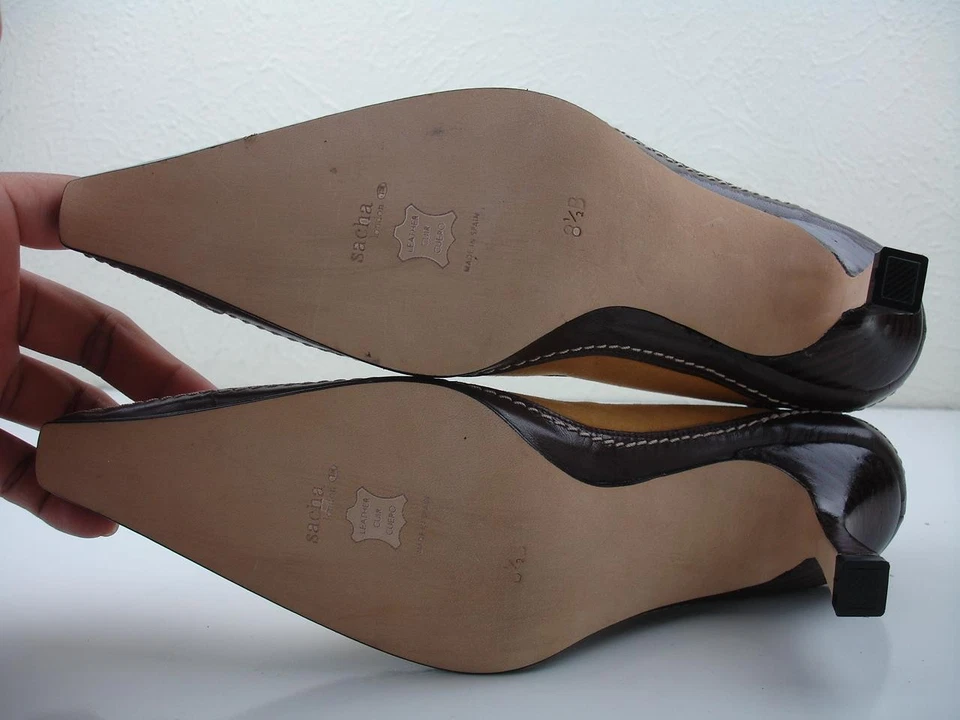 Zapatos de vestir para mujer 8,5 B M Sacha London gamuza tostada cuero marrón tacón bloque Foto 4 de 4