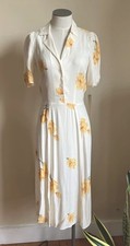 New Reformation Yellow and Cream Short  Sleeve Midi Dress NWT Size 0