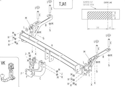 Towtrust Fixed Flange Neck Towbar For Jaguar XF Sportbrake + 13 Pin Wiring Kit