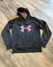 Under Armour Womens Coldgear Storm Hoodie Sz Medium Semi-Fitted Black with Pink