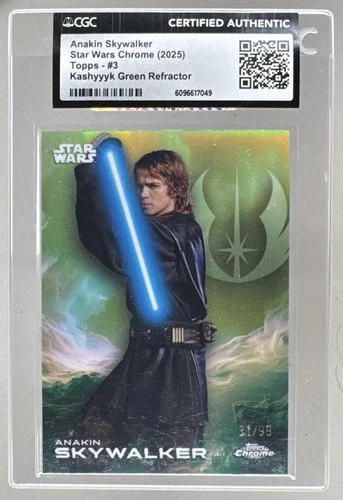 Anakin Skywalker 2025 Topps Chrome Star Wars #3 Kashyyyk Green 31/99 CGC AUTH