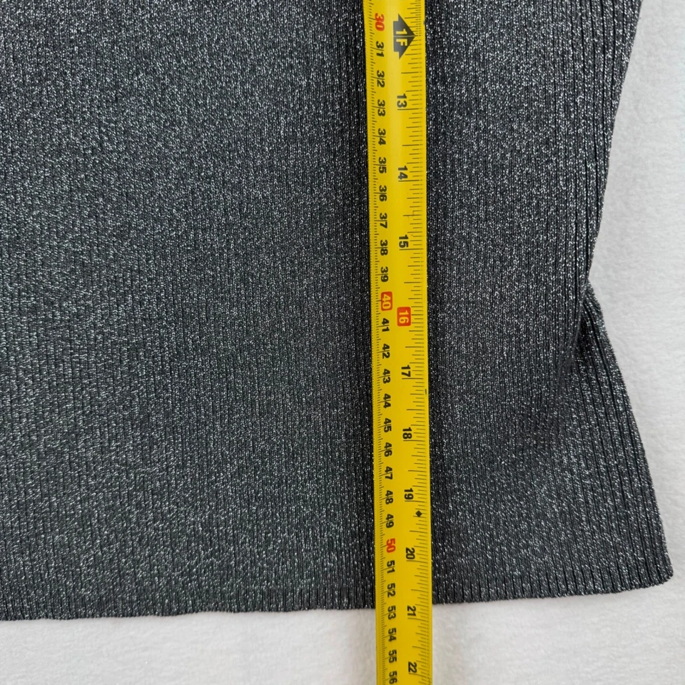 Grace Elements Silver Lurex Beaded Mock Neck Sleeveless Top Small Party - Image 4 of 4