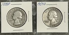 1939 P, 1957 D WASHINGTON QUARTERS, CIRCULATED, UNGRADED