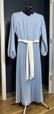Blue Polka Dot Maxi Dress with White Belt