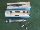 Vintage Interchangeable EVERETT Original Record Glass & Stainless Steel Syringe