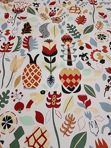 IKEA Rodarv Curtain Panel Swedish Folk Art 51.5"Lx56.5"W Bird Floral Custom Hem - Picture 4 of 6