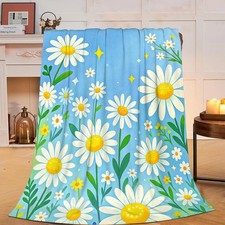 Daisy Flowers Blanket Daisys Throw Warm Fleece Fuzzy Plush 40x50 Inch