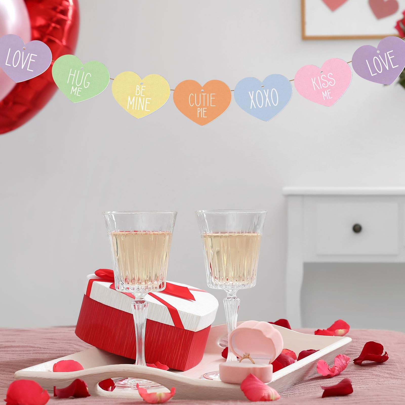 36Pcs Valentine's Day Wooden Hanging Ornaments Candy Conversation Heart Woode... thumbnail 6