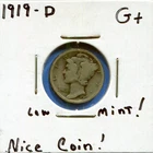 W@W 1919-d Mercury Dime !!!! ( Nice Coin !!!!)  G+ !!!!!