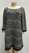 ASOSS women size 10 black and ivory sweater dress 3/4 sleeves geometric pattern