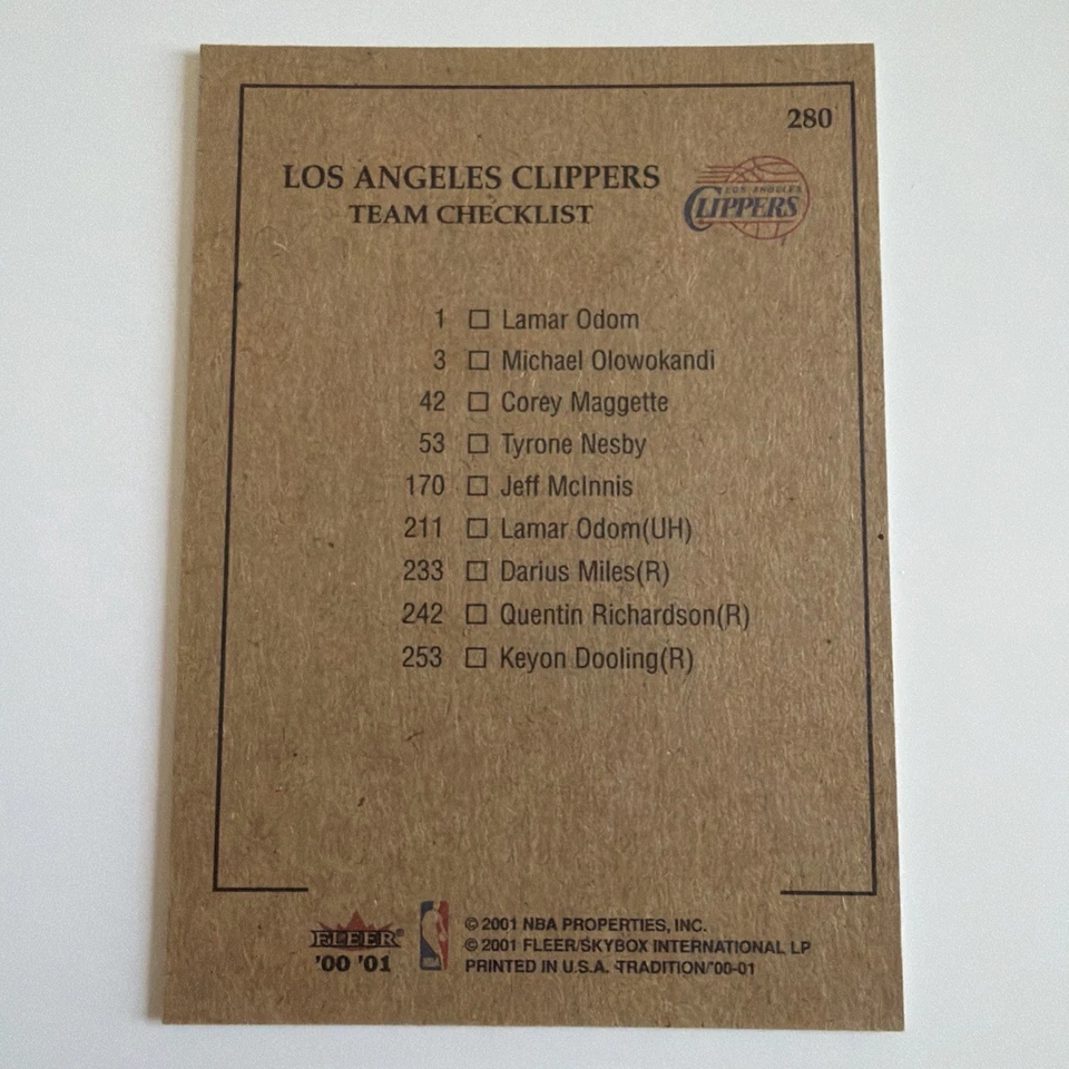 2000 Fleer Tradition Team Checklist Keyon Dooling Quentin Richardson Rookie RC - Image 2 of 2