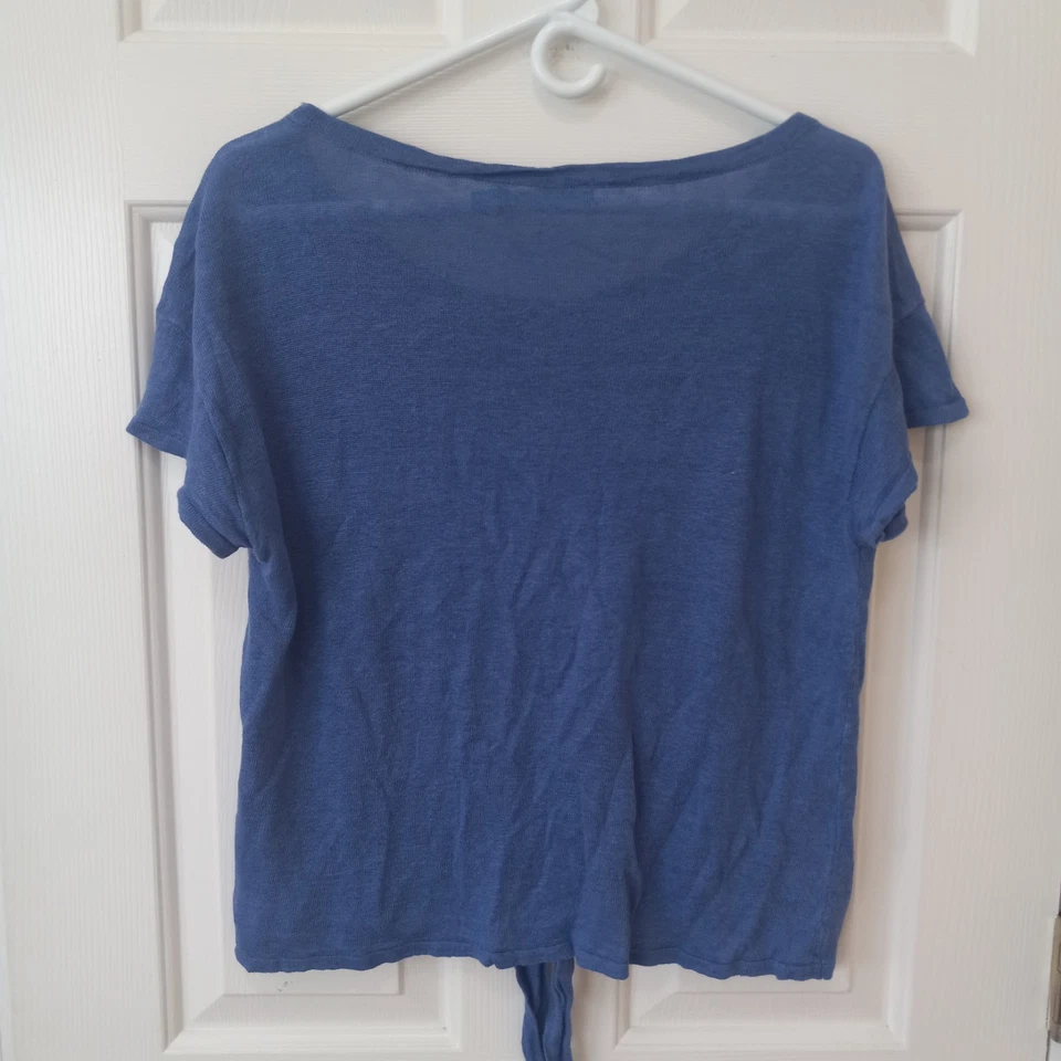 Top de verano TORI RICHARD para mujer azul lino informal carrera resort diario XL Foto 4 de 4