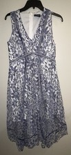 Just Taylor Dress 6 Floral Blue Lace Overlay White Lined Zip Boho Cottagecore