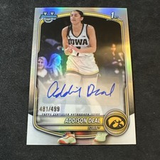 2026 Bowman Chrome University Addison Deal Auto Refractor #d /499 Iowa