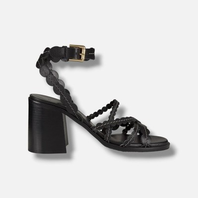 See by Chloe Women's Black Kaddy Scallop Sandals Shoes Size EU:35.5 US:5.5