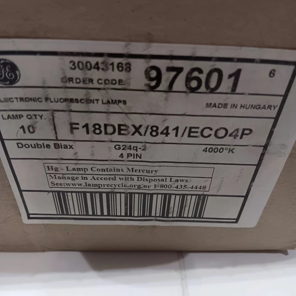 Box of 10 GE 97601 - F18DBX/841/ECO4P 4-Pin Compact Fluorescent Lamp G24q-2 - Image 3 of 3
