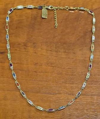 Nachlass signiert F.Y.B. 925 Gold Vermeil Sterlingsilber & Edelstein 16'' Halskette