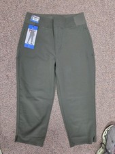 New Kirkland Signature Womens Large L Green Ankle Pants 4 Way Stretch Zip Pocket