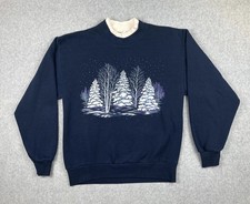 Vtg Whim Z Jerzees Medium Blue Crew Neck Sweatshirt Made In USA Graphic Print