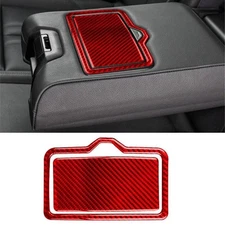 For Audi Q5 Interior Rear Water Cup holder 2Pcs Cover Trim Red Carbon Fiber