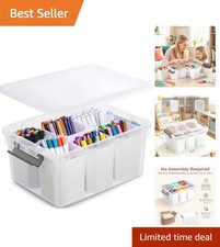 17QT Clear Craft Organizer with Lid  Customizable Inserts, Perfect for Storage