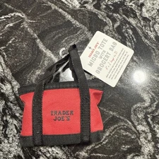 Trader Joe's Micro Tote Grocery Bag Mini Black and Red Limited