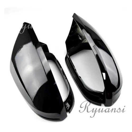 Gloss Black Side Mirror Cover Caps Replacement For Audi A6 C7 S6 RS6 2012-2018