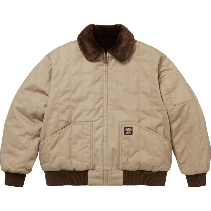Supreme Dickies Reversible Quilted Faux Fur Work Jacket Tan | eBay