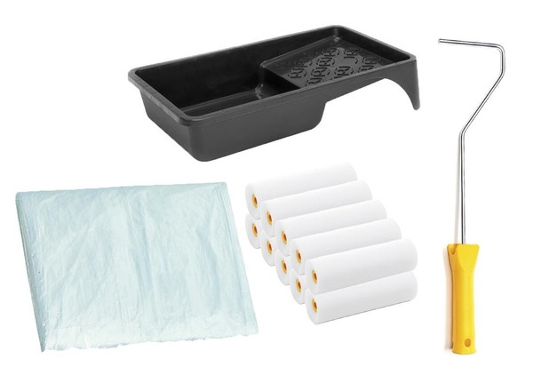 Lackier Set: 10 X Schaumwalzen 10 Cm Superfein Gerade | 1 X Farbroller BüGel | 1-image