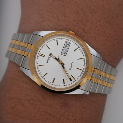 #ad #ad Vintage Pulsar Y148 8060 35mm New Battery Polished Crystal Running $39.99