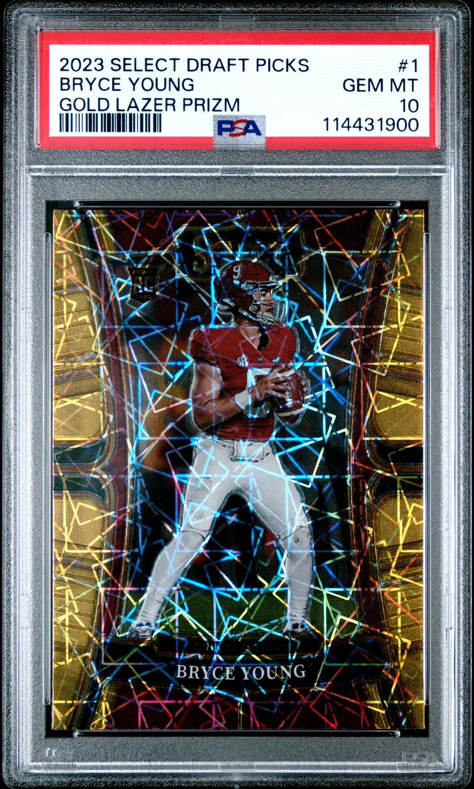 2023 PANINI SELECT DRAFT PICKS GOLD LAZER PRIZM #1 BRYCE YOUNG PSA 10