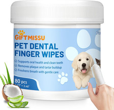 80 Counts Pet Dental Finger Wipes for Dogs and Cats - Disposable Dog Teeth Clean