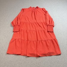 Julia Jordan Dress Womens 16 Orange Long Sleeve Midi Tiered Ruffle Boho Modest