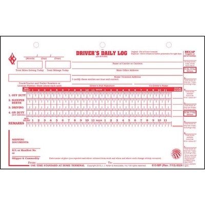 J. J. Keller Deluxe Duplicate Driver Daily Log 10-pk., DVIR & Daily Recap,