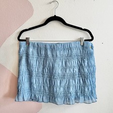 Abercrombie Fitch Mid Rise Sheer Ruched Mini Skirt Y2K 2000s NWTS Large