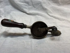 Vintage Hand Crank Egg Beater Drill – Wood Handle – Antique Manual Tool