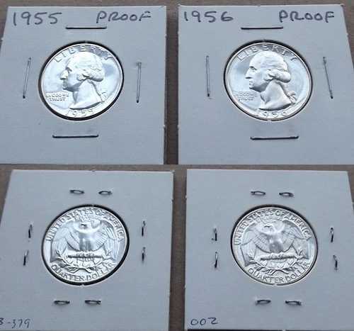 10 year run of Proof Washington Quarters 1955 - 1964 Uncirculated 90% Silver